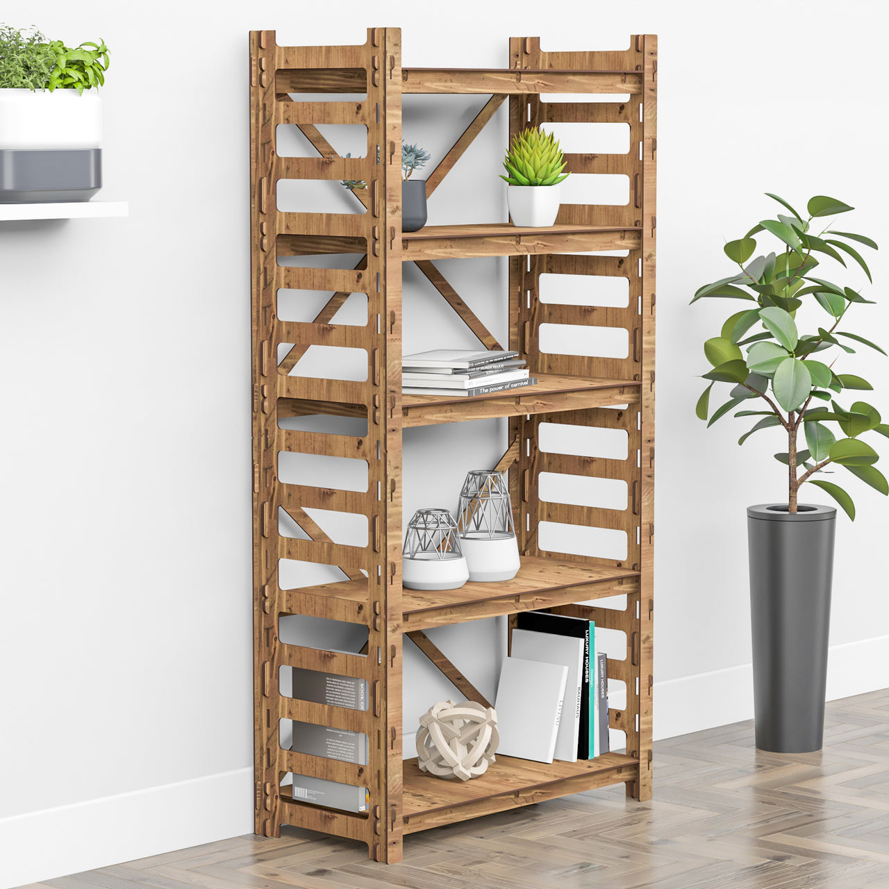 Ladder X 5-tier Bookshelf Bookcase Shelving Unit