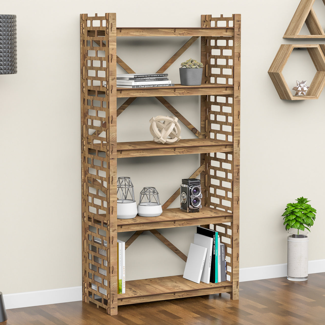 Brickwall X 5-tier Bookshelf Bookcase Shelving Unit