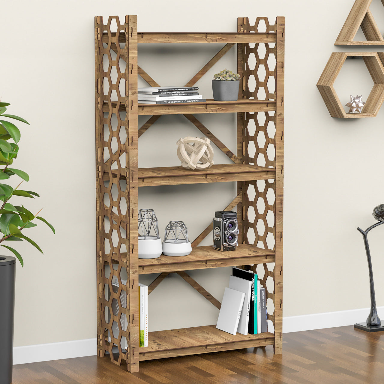 Honeycomb X 5-tier Bookshelf Bookcase Shelving Unit