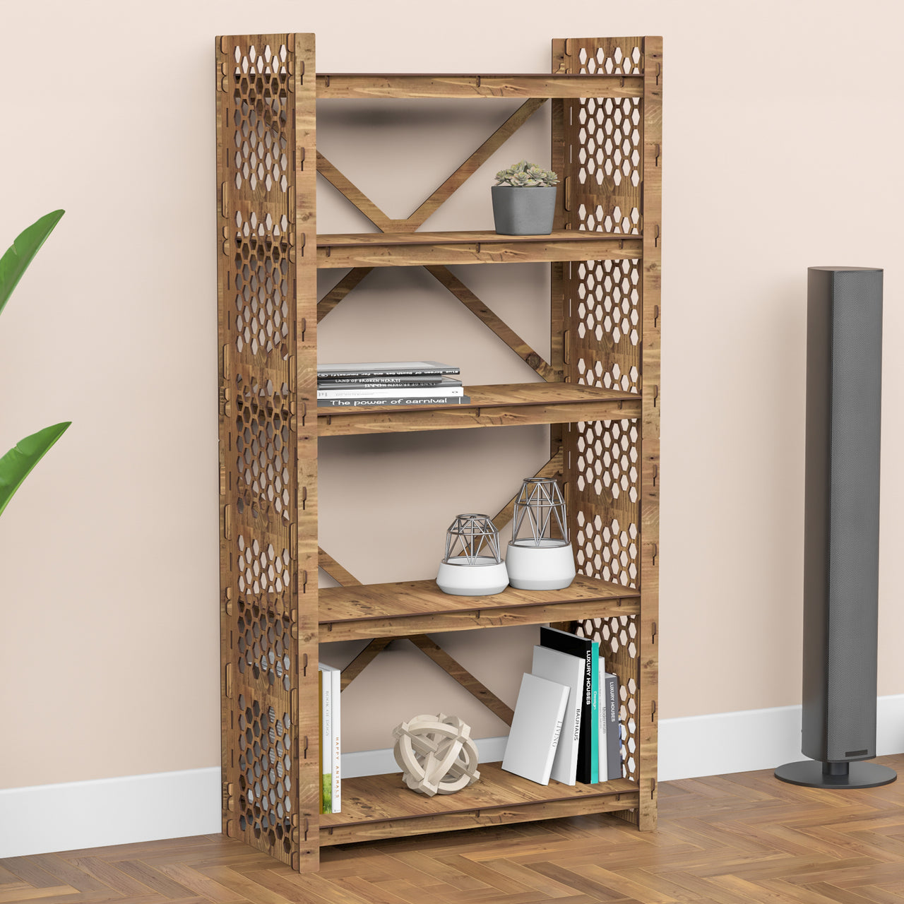 Honeycomb-S X 5-tier Bookshelf Bookcase Shelving Unit