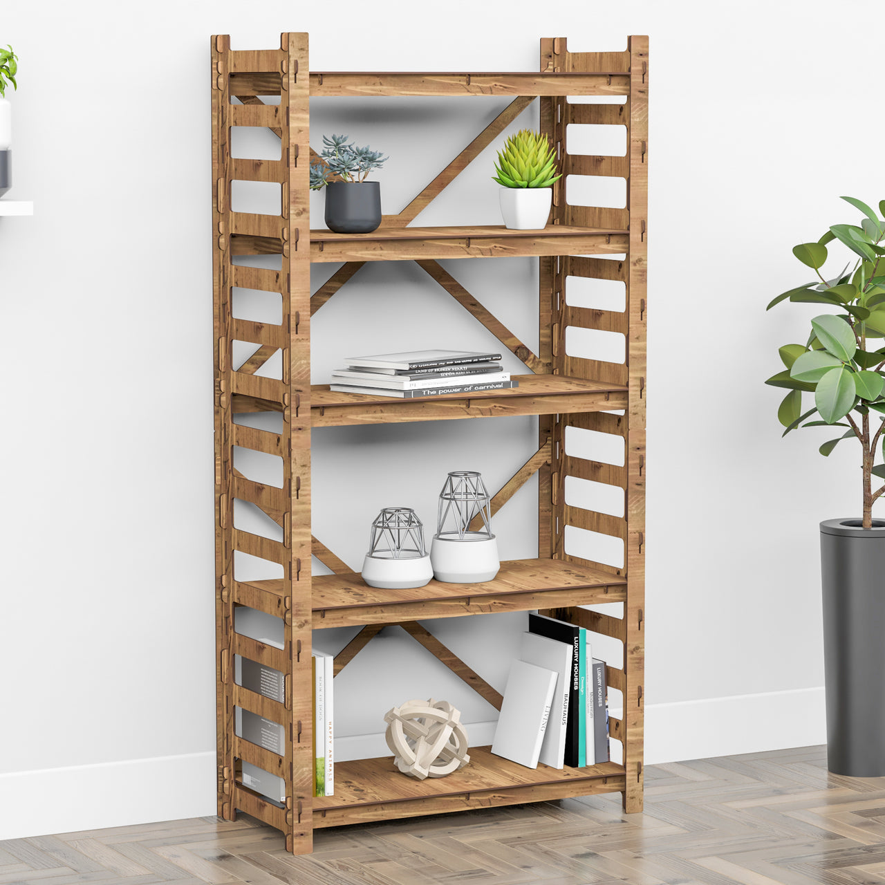 Ladder X 5-tier Bookshelf Bookcase Shelving Unit