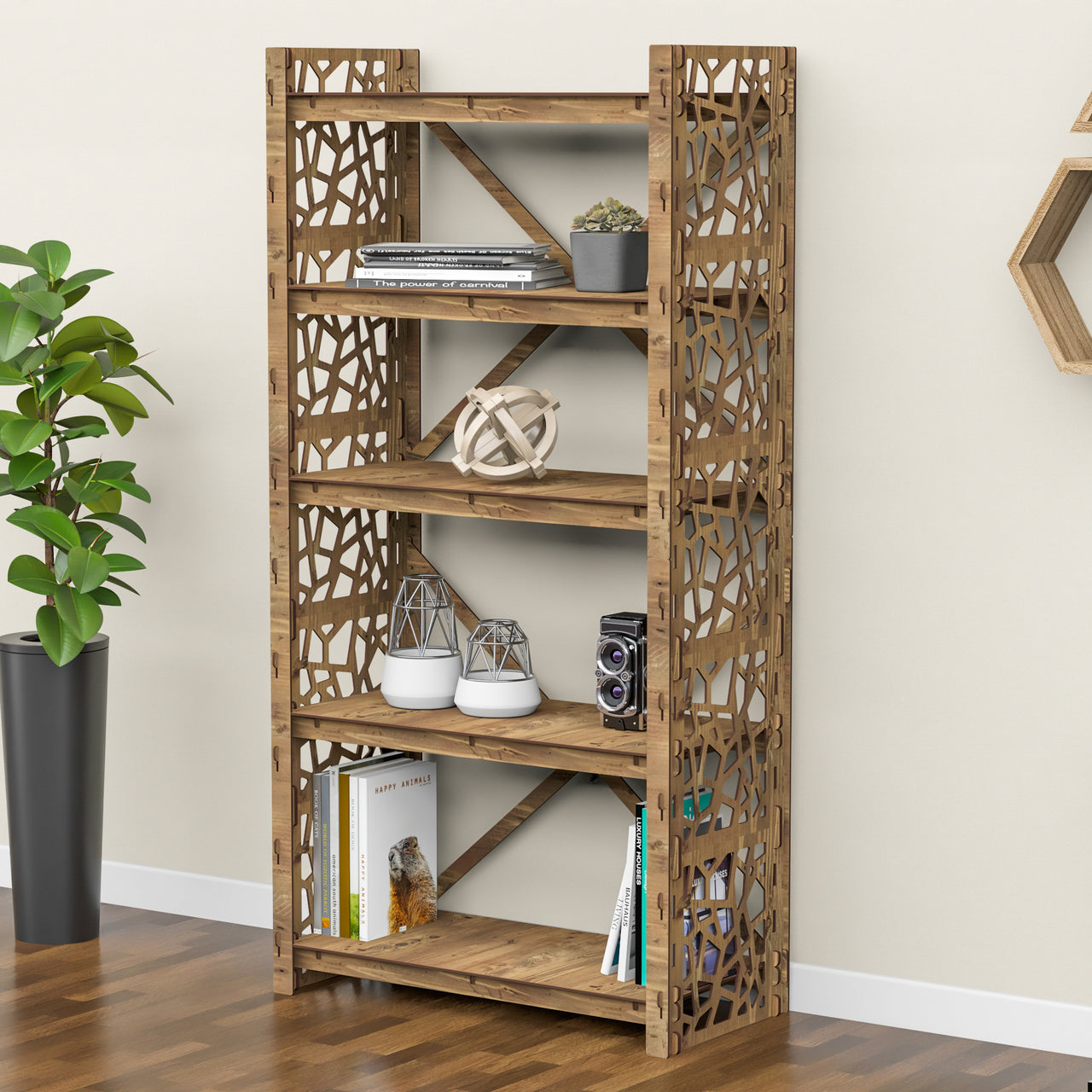 Stones X 5-tier Bookshelf Bookcase Shelving Unit