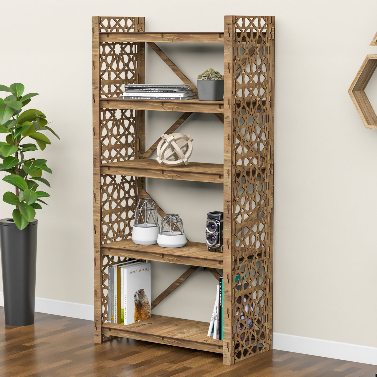 Arabic X 5-tier Bookshelf Bookcase Shelving Unit