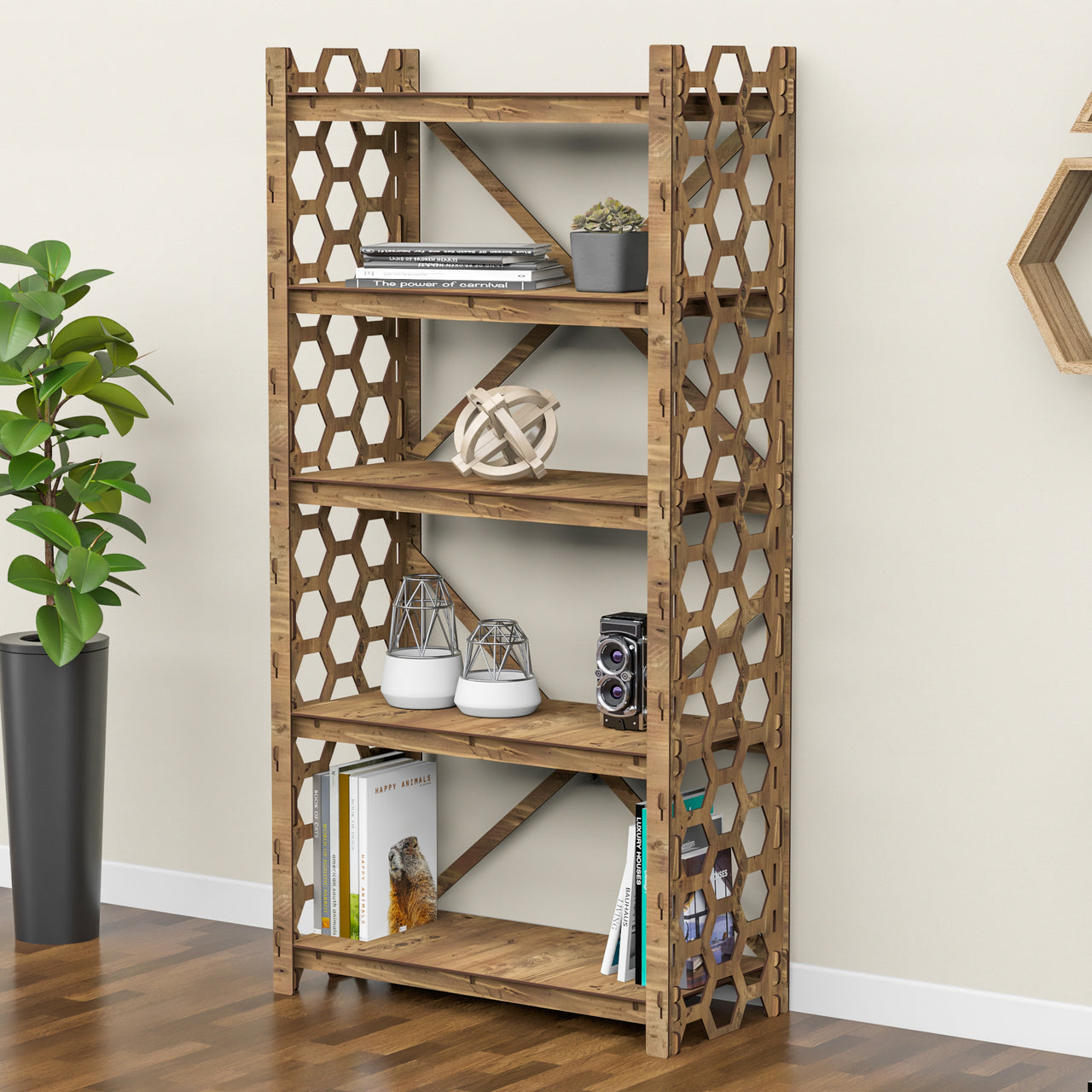 Honeycomb X 5-tier Bookshelf Bookcase Shelving Unit