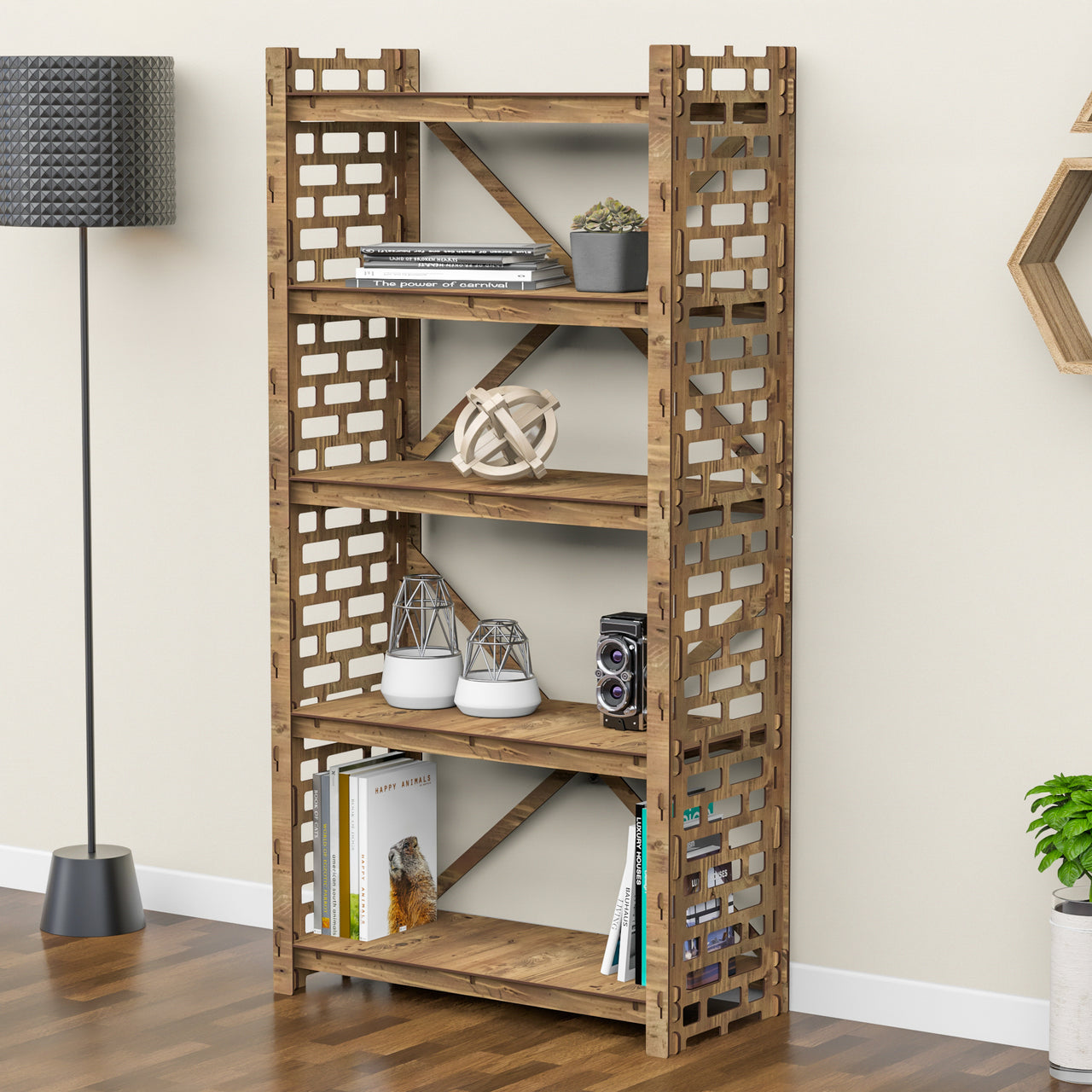 Brickwall X 5-tier Bookshelf Bookcase Shelving Unit