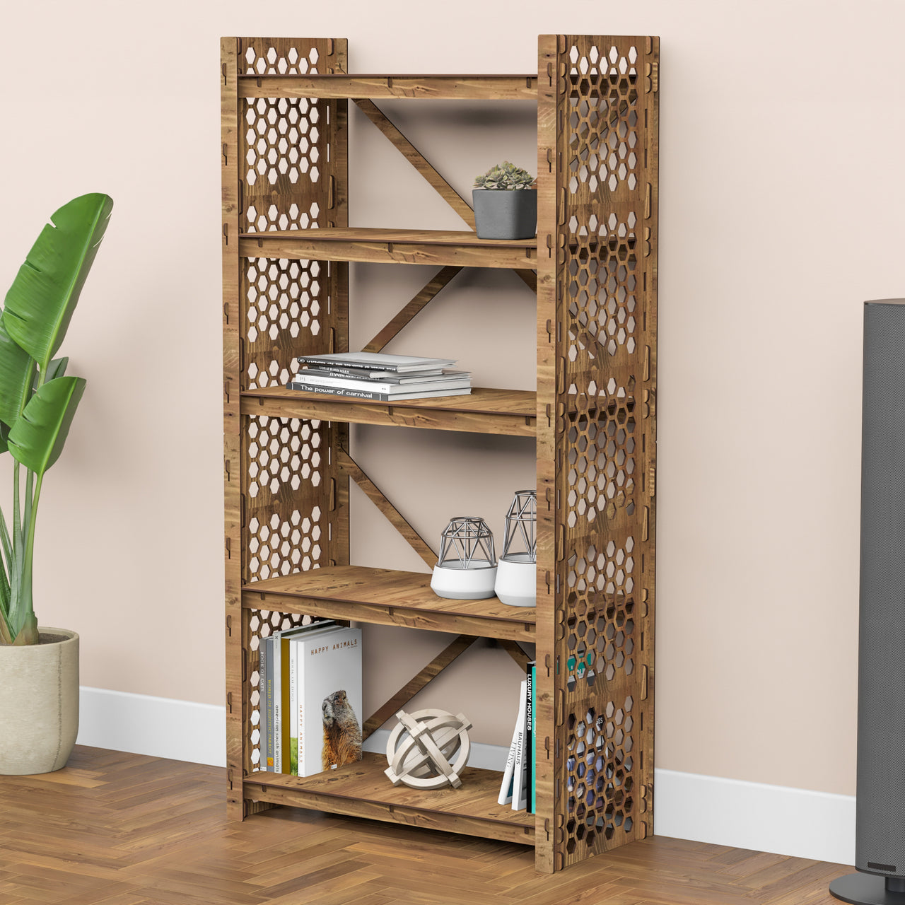 Honeycomb-S X 5-tier Bookshelf Bookcase Shelving Unit