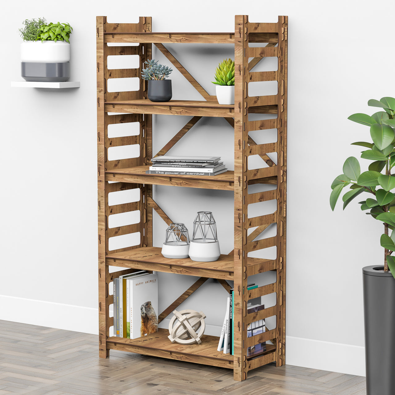 Ladder X 5-tier Bookshelf Bookcase Shelving Unit