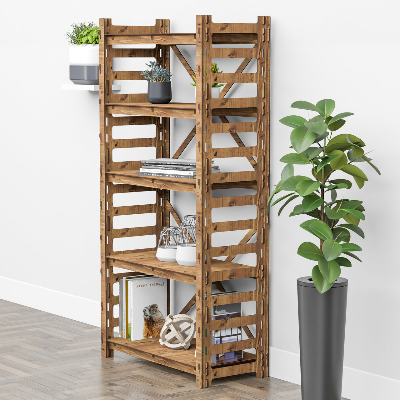 Ladder X 5-tier Bookshelf Bookcase Shelving Unit