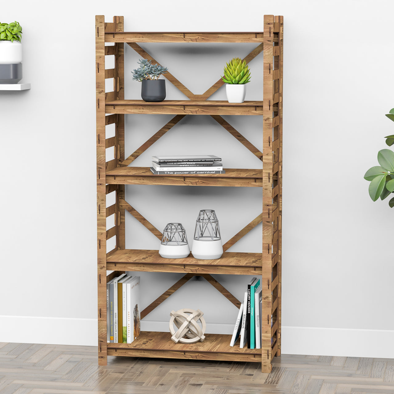 Ladder X 5-tier Bookshelf Bookcase Shelving Unit