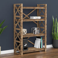 Thumbnail for Cross X 4-tier  Open Back Bookshelf Bookcase Shelving Unit