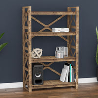 Thumbnail for Cross X 4-tier  Open Back Bookshelf Bookcase Shelving Unit