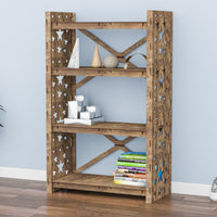 Thumbnail for Stars X 4-tier Open Back Bookshelf Bookcase Shelving Unit