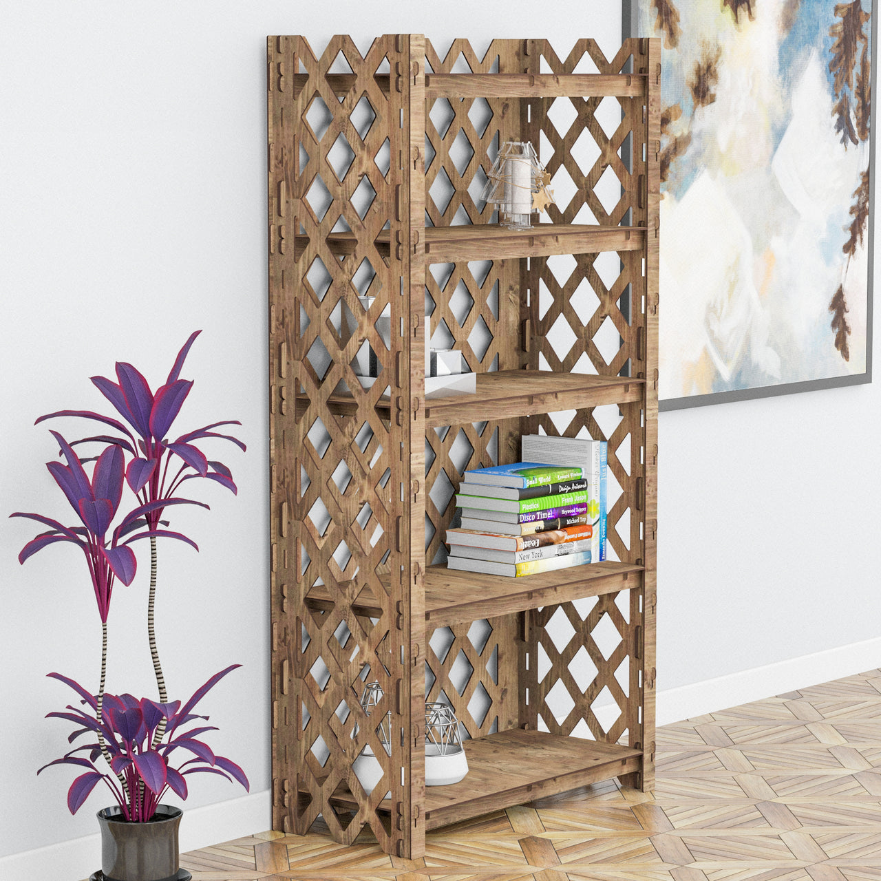 Rhombus LUX 5-tier Bookshelf Bookcase Shelving Unit