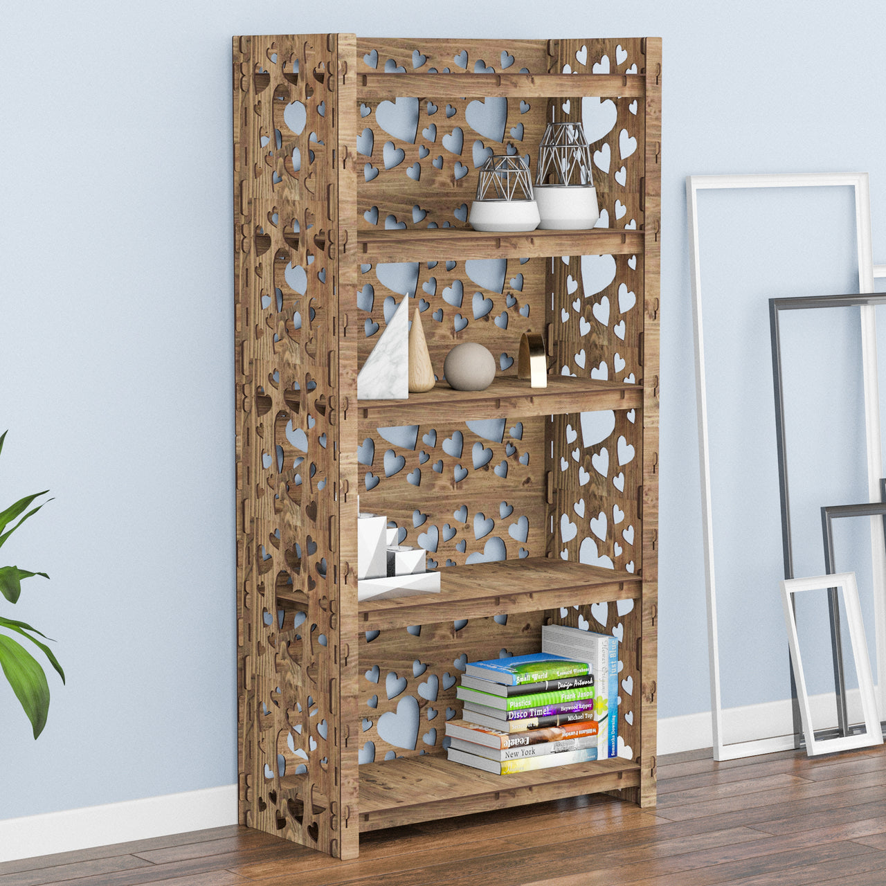 Hearts LUX 5-tier Bookshelf Bookcase Shelving Unit