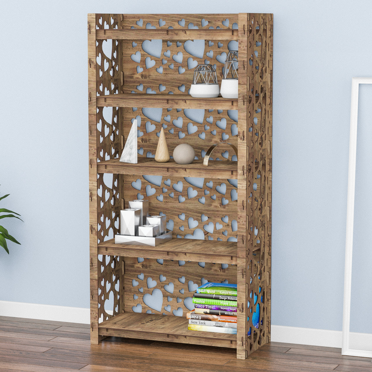 Hearts LUX 5-tier Bookshelf Bookcase Shelving Unit