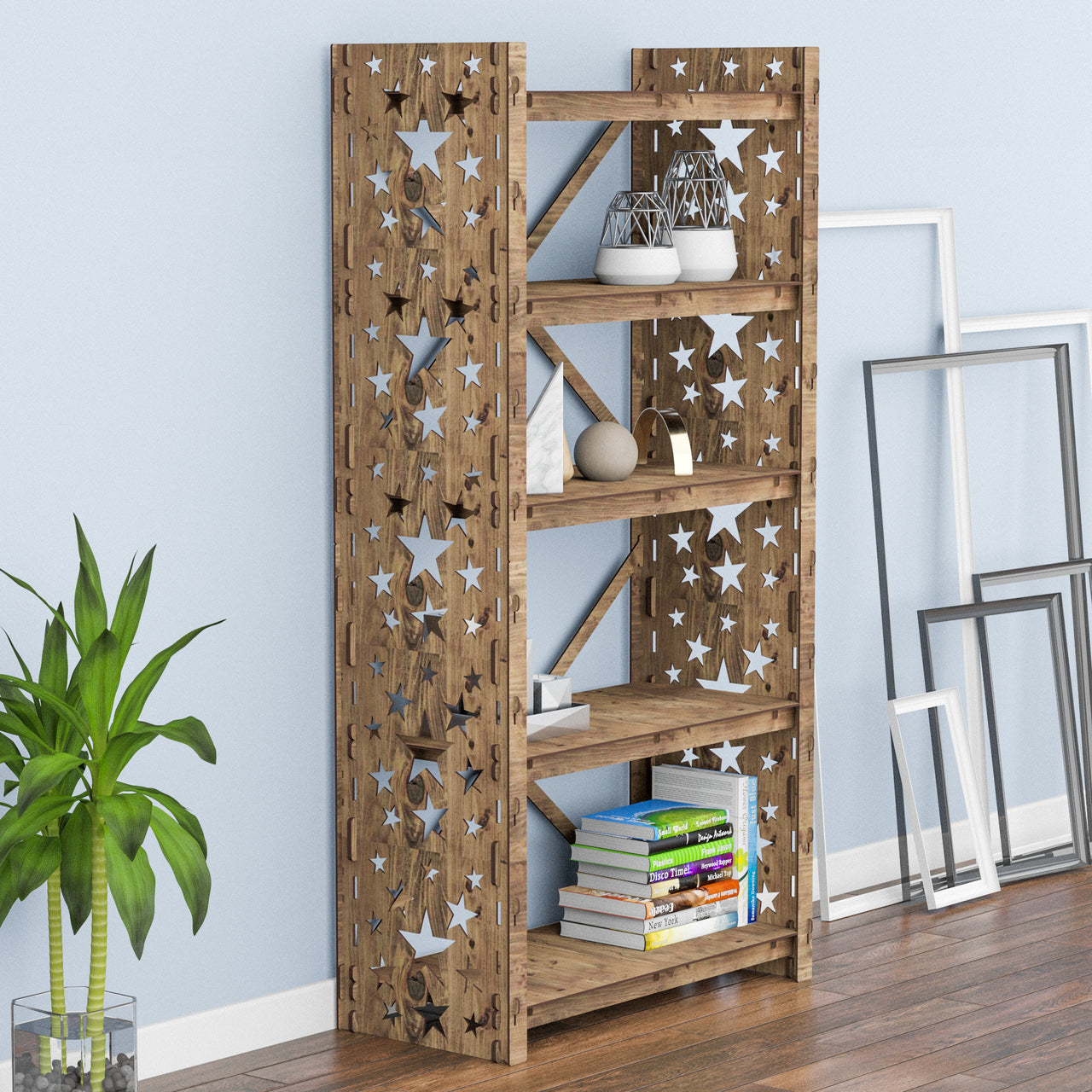 Stars X 5-tier Bookshelf Bookcase Shelving Unit