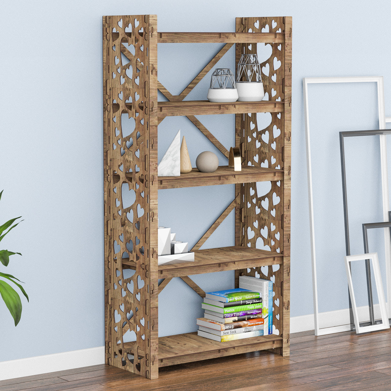 Hearts X 5-tier Bookshelf Bookcase Shelving Unit