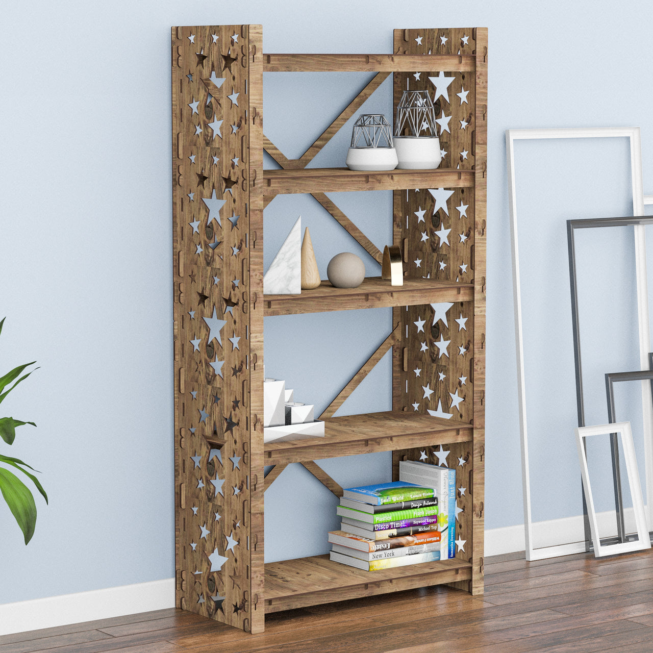 Stars X 5-tier Bookshelf Bookcase Shelving Unit