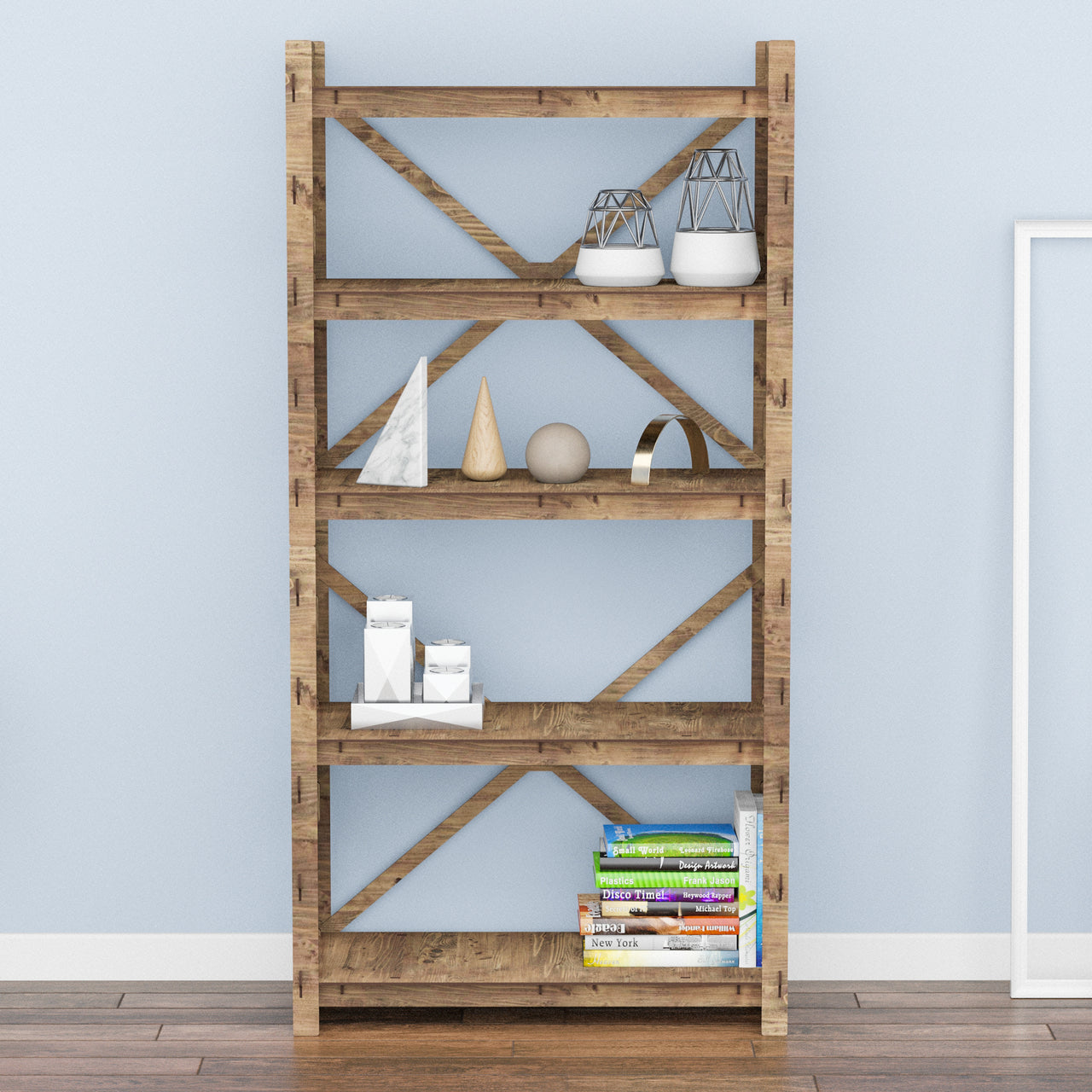 Hearts X 5-tier Bookshelf Bookcase Shelving Unit