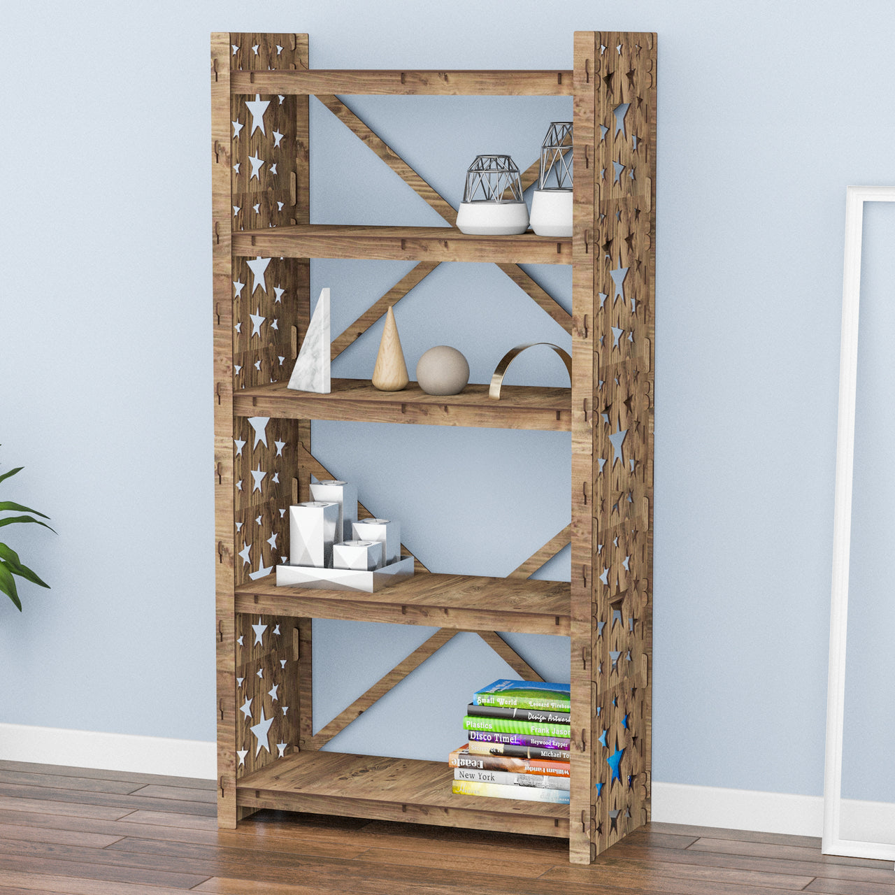 Stars X 5-tier Bookshelf Bookcase Shelving Unit