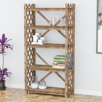 Thumbnail for Rhombus X 5-tier Bookshelf Bookcase Shelving Unit