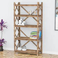 Thumbnail for X-Frame 5-tier Bookshelf Bookcase Shelving Unit