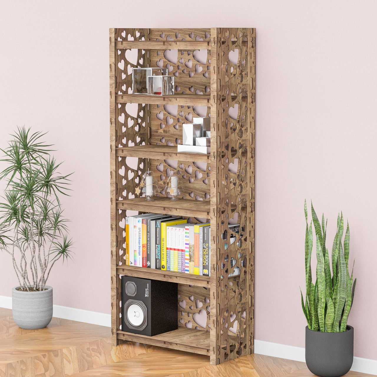 Hearts LUX 6-tier Bookshelf Bookcase Shelving Unit