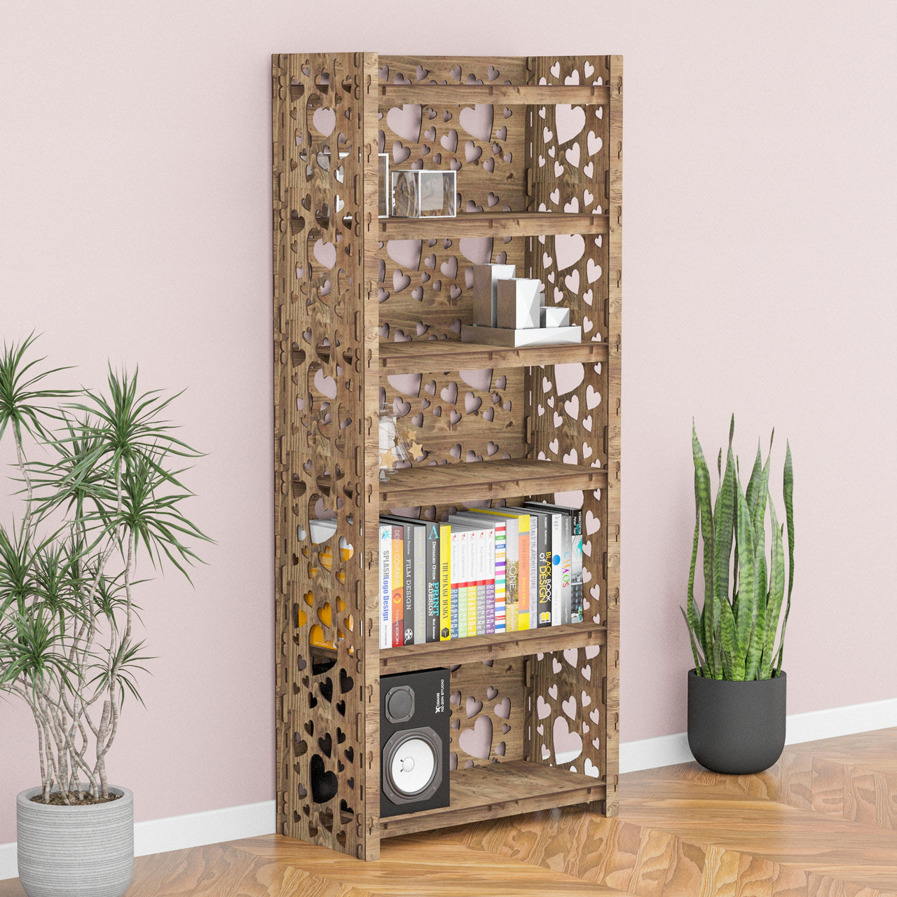 Hearts LUX 6-tier Bookshelf Bookcase Shelving Unit