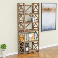 Thumbnail for Cross X 6-tier Bookshelf Bookcase Shelving Unit (No Back)