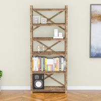 Thumbnail for X-frame 6-tier  Bookshelf Bookcase Shelving Unit (No Back)