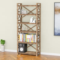 Thumbnail for Cross X 6-tier Bookshelf Bookcase Shelving Unit (No Back)