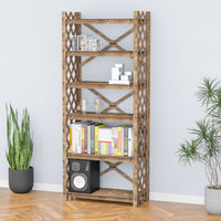 Thumbnail for Rhombus X 6-tier Bookshelf Bookcase Shelving Unit (No Back)