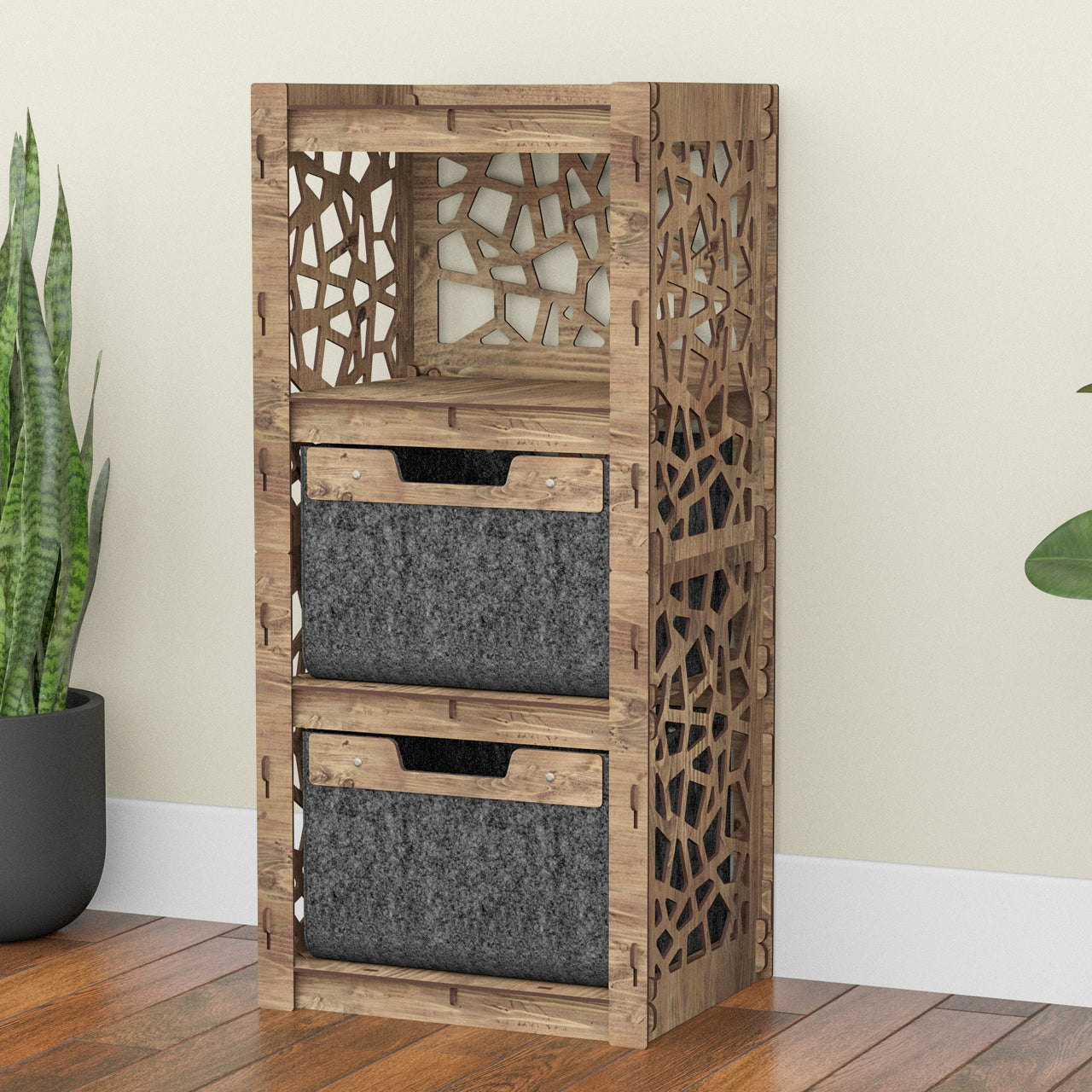 Stones Thin Slim 2 Drawer Unit [2 BLACK BINS]