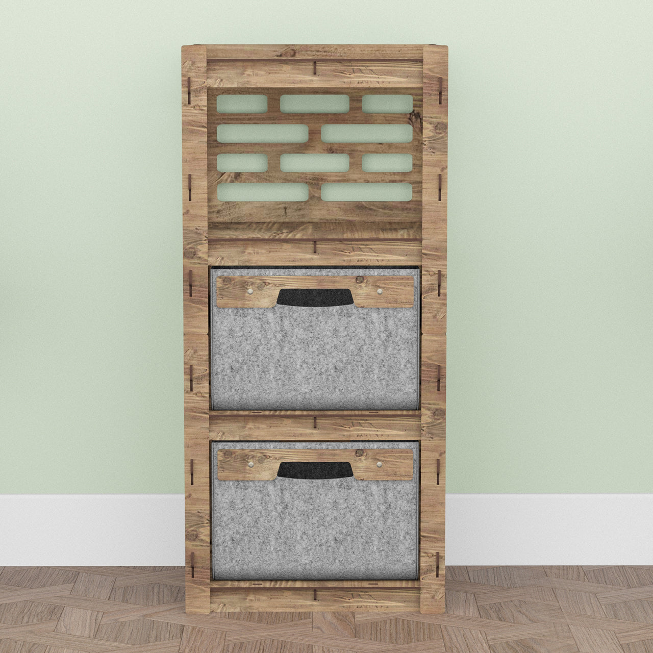 Brickwall Thin Slim 2 Drawer Unit [2 GRAY BINS]