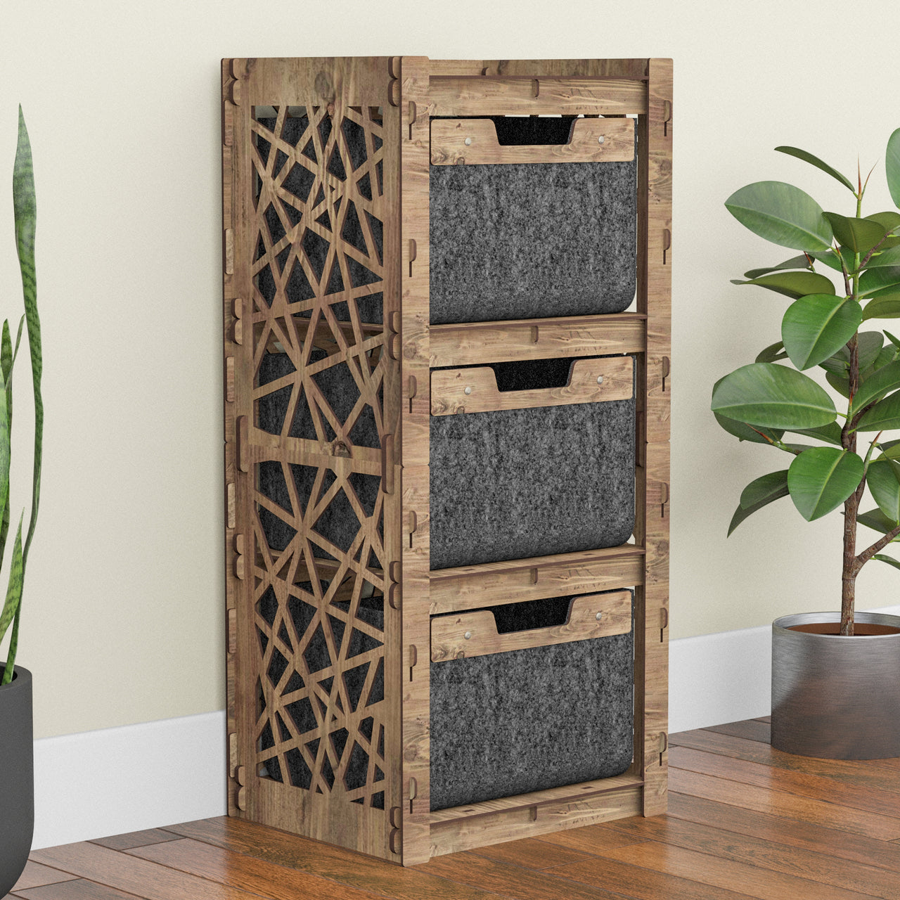 Crystals Thin Slim 3 Drawer Unit [3 BLACK BINS]