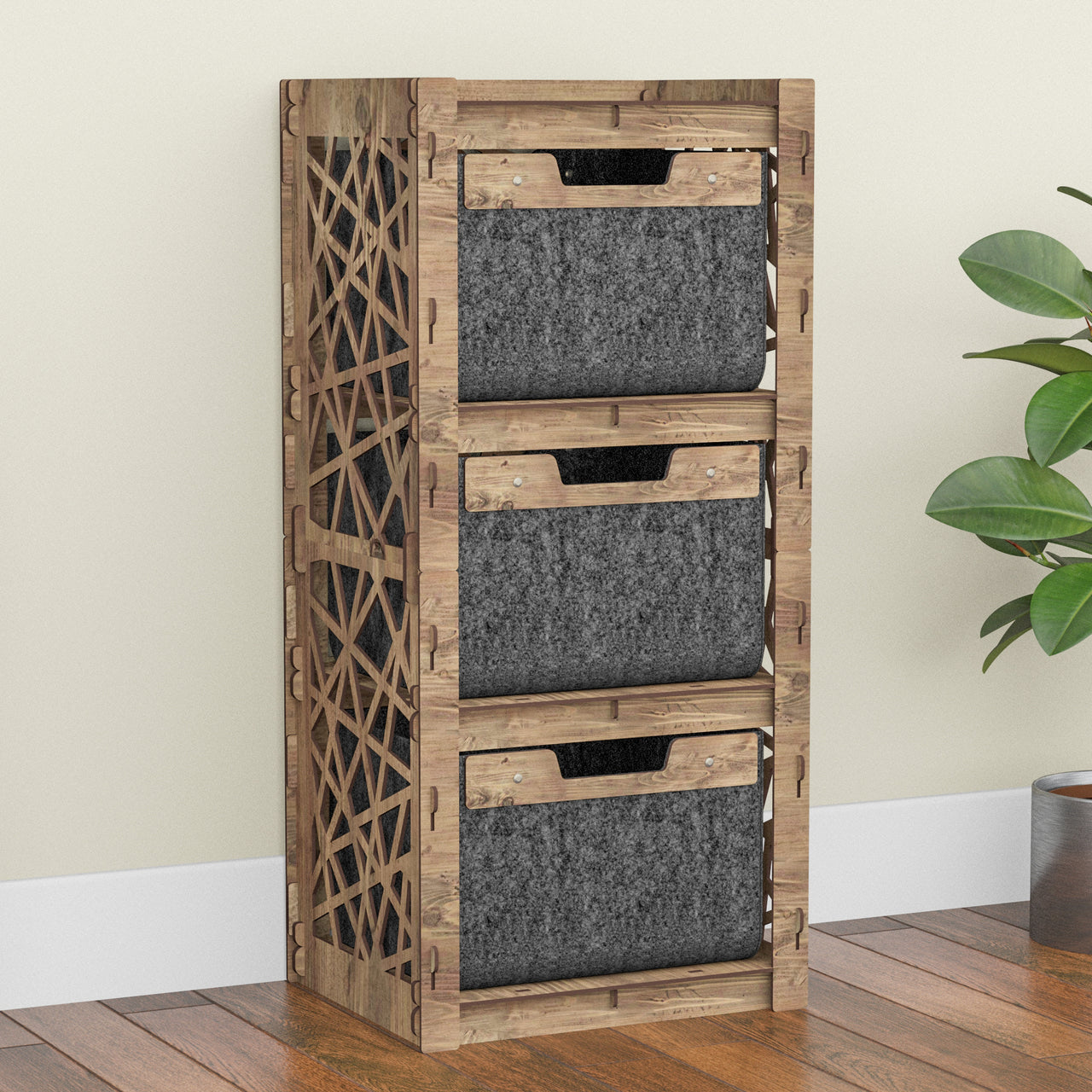 Crystals Thin Slim 3 Drawer Unit [3 BLACK BINS]