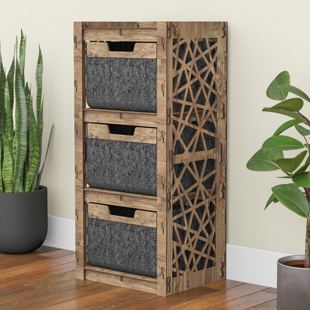 Crystals Thin Slim 3 Drawer Unit [3 BLACK BINS]