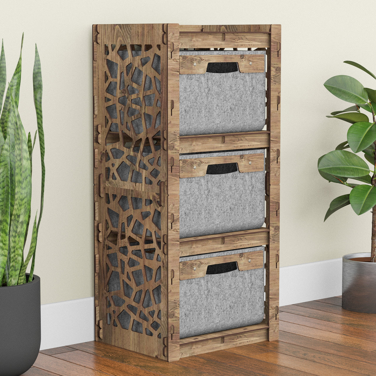 Stones Thin Slim 3 Drawer Unit [3 GRAY BINS]