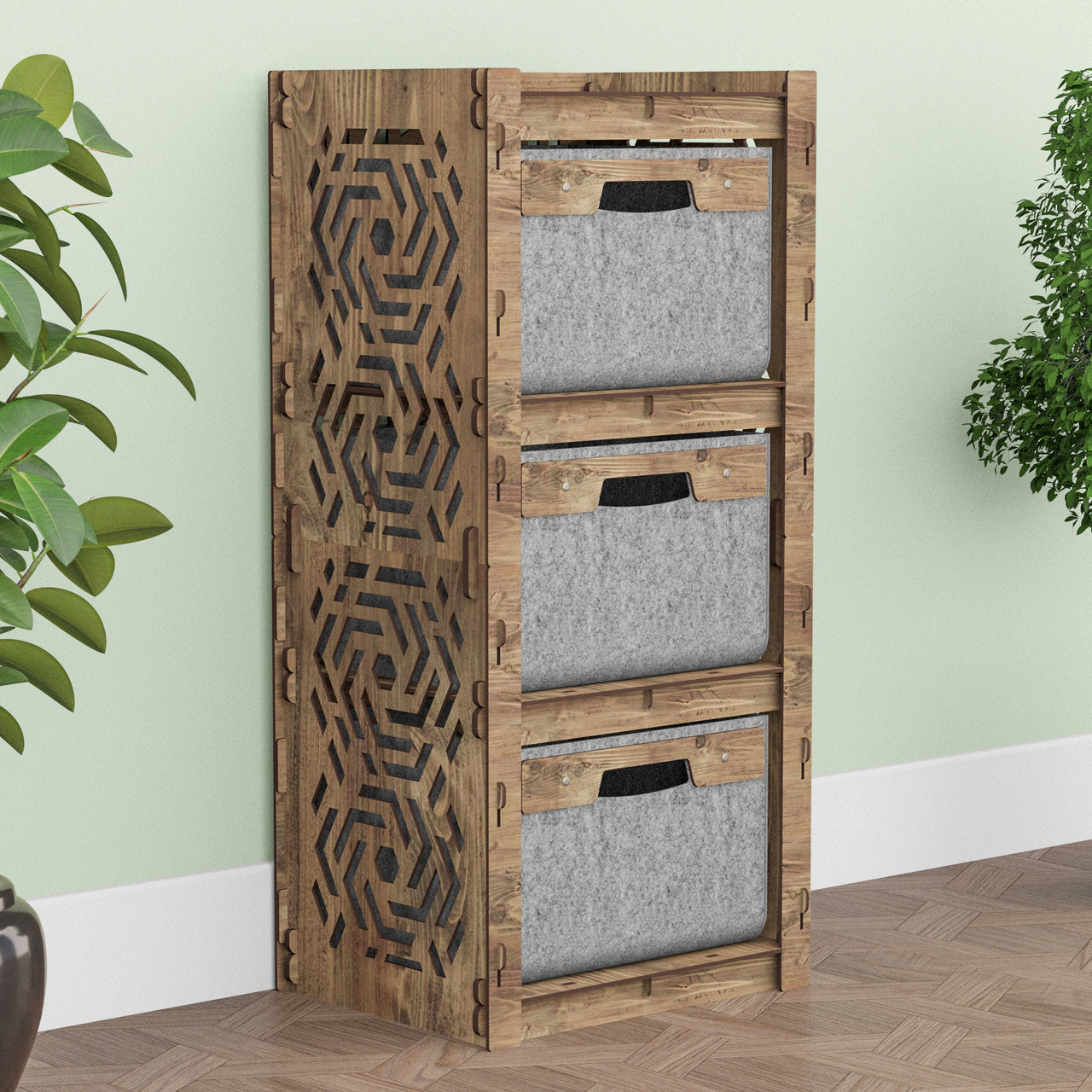 Solar Thin Slim 3 Drawer Unit [3 GRAY BINS]