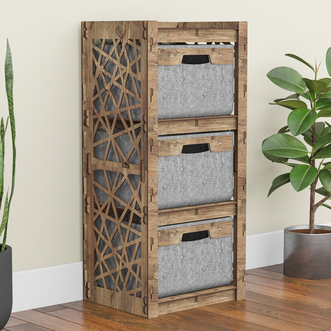 Crystals Thin Slim 3 Drawer Unit [3 GRAY BINS]