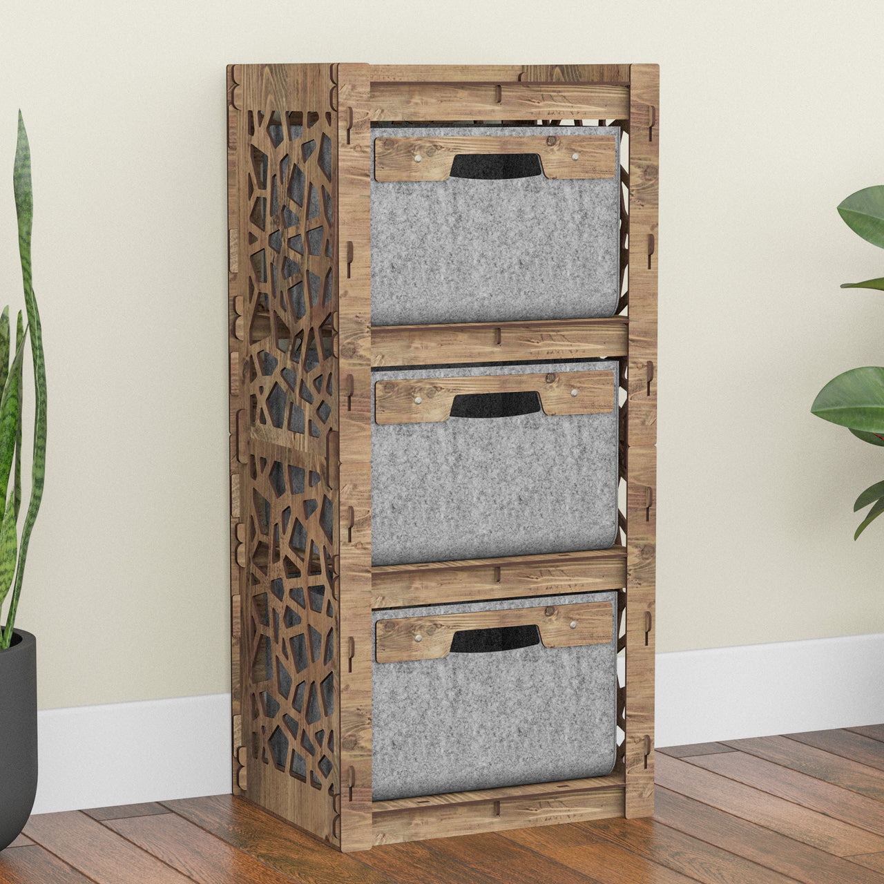 Stones Thin Slim 3 Drawer Unit [3 GRAY BINS]