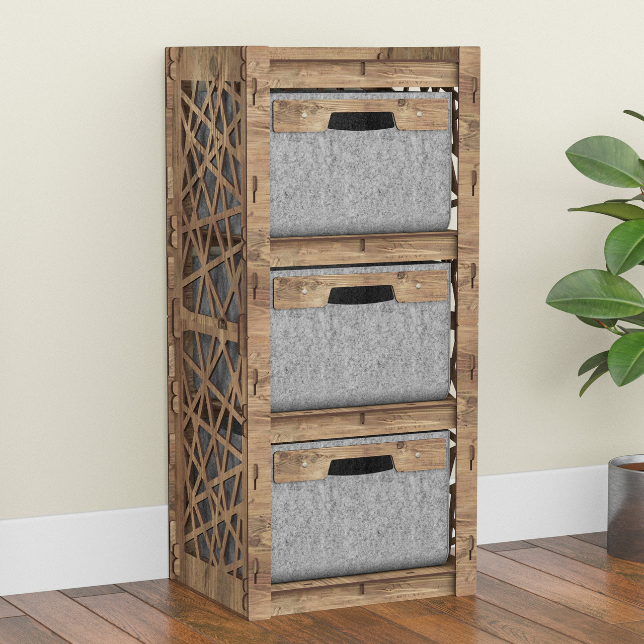 Crystals Thin Slim 3 Drawer Unit [3 GRAY BINS]