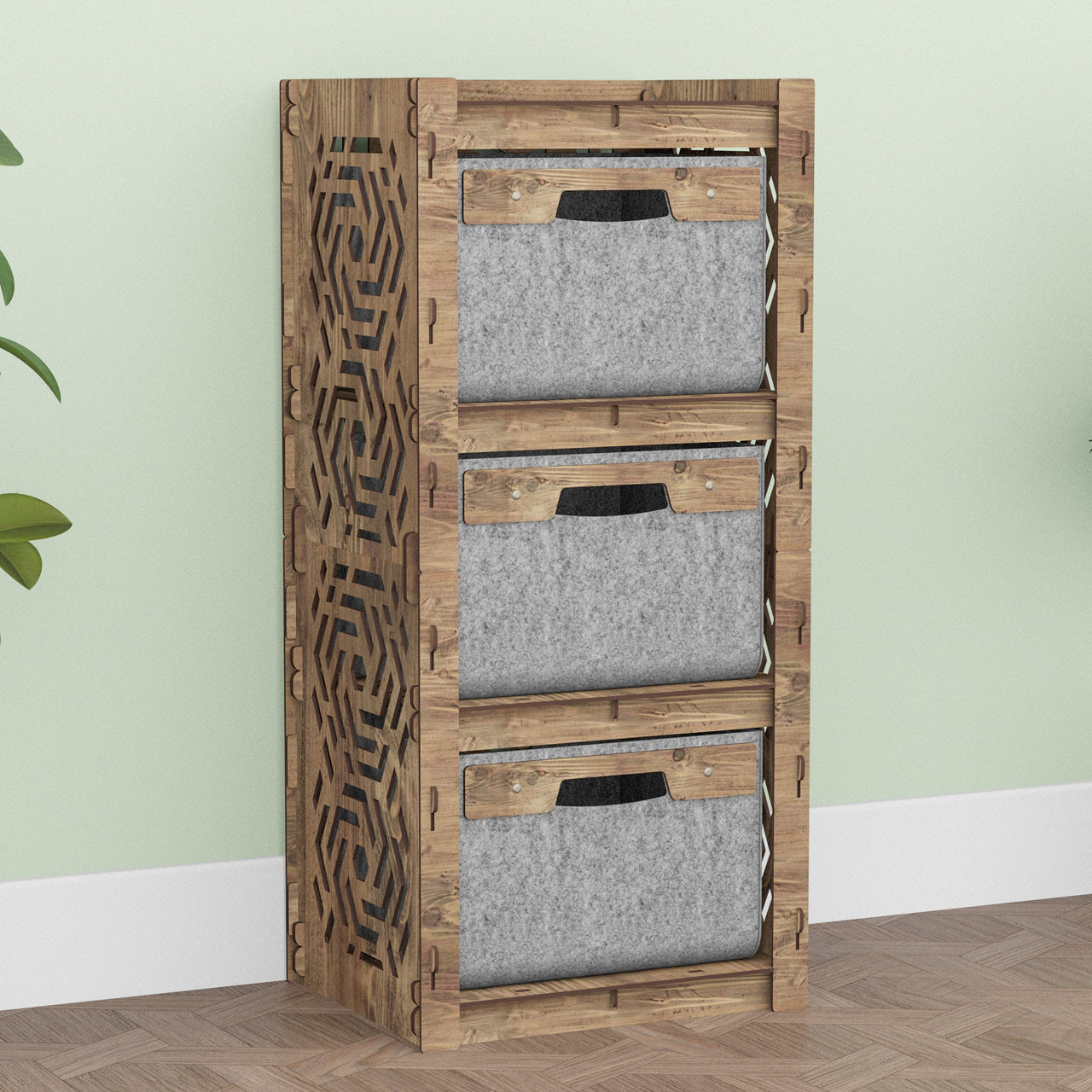 Solar Thin Slim 3 Drawer Unit [3 GRAY BINS]