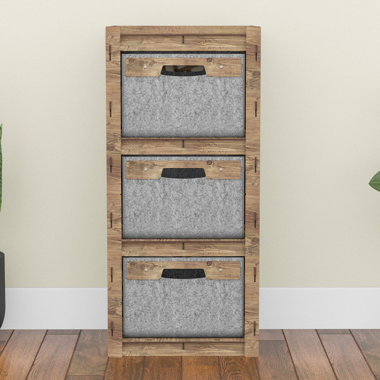 Stones Thin Slim 3 Drawer Unit [3 GRAY BINS]