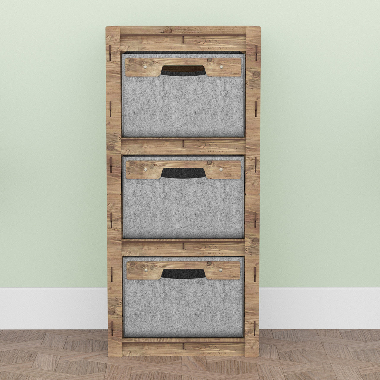 Brickwall Thin Slim 3 Drawer Unit [3 GRAY BINS]