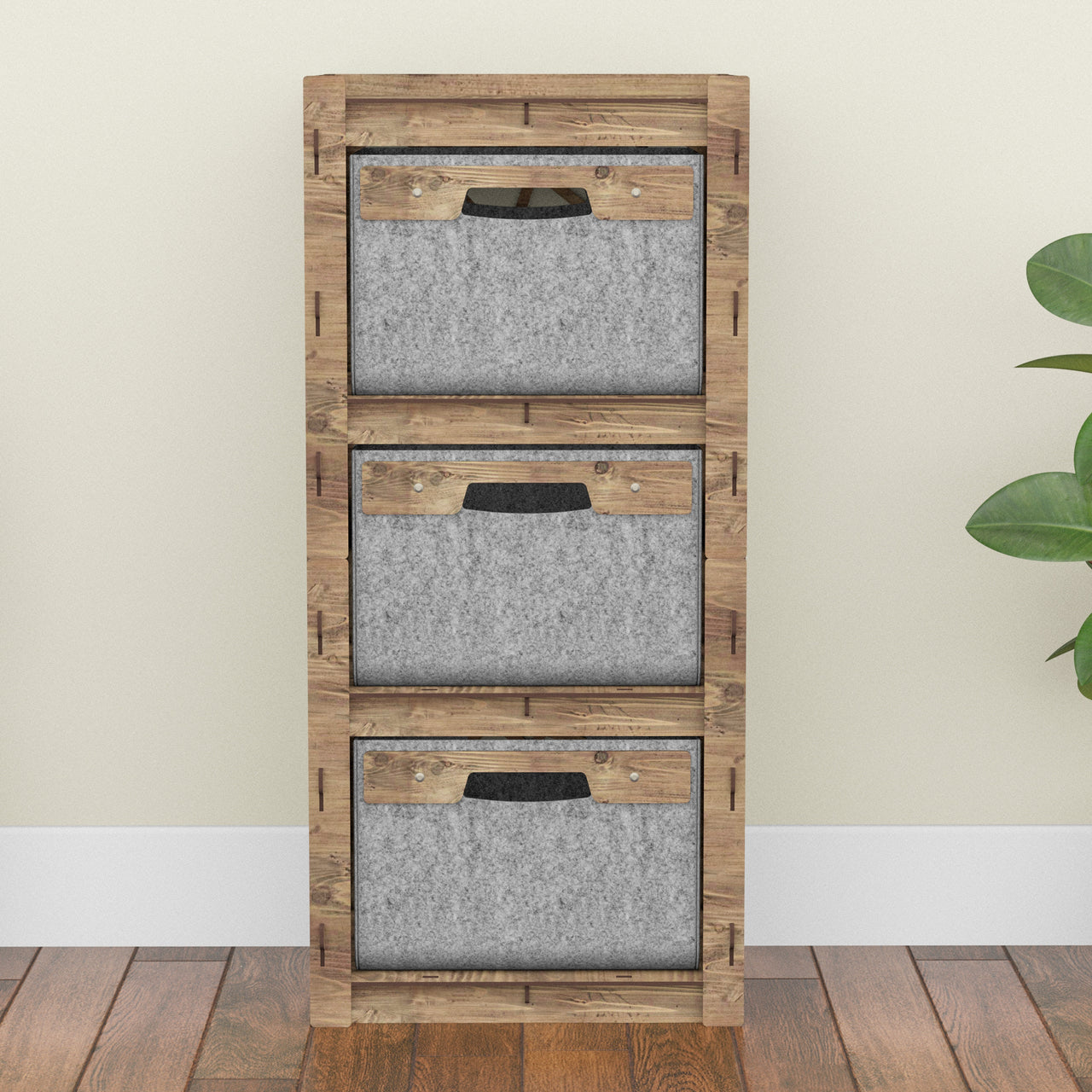 Crystals Thin Slim 3 Drawer Unit [3 GRAY BINS]