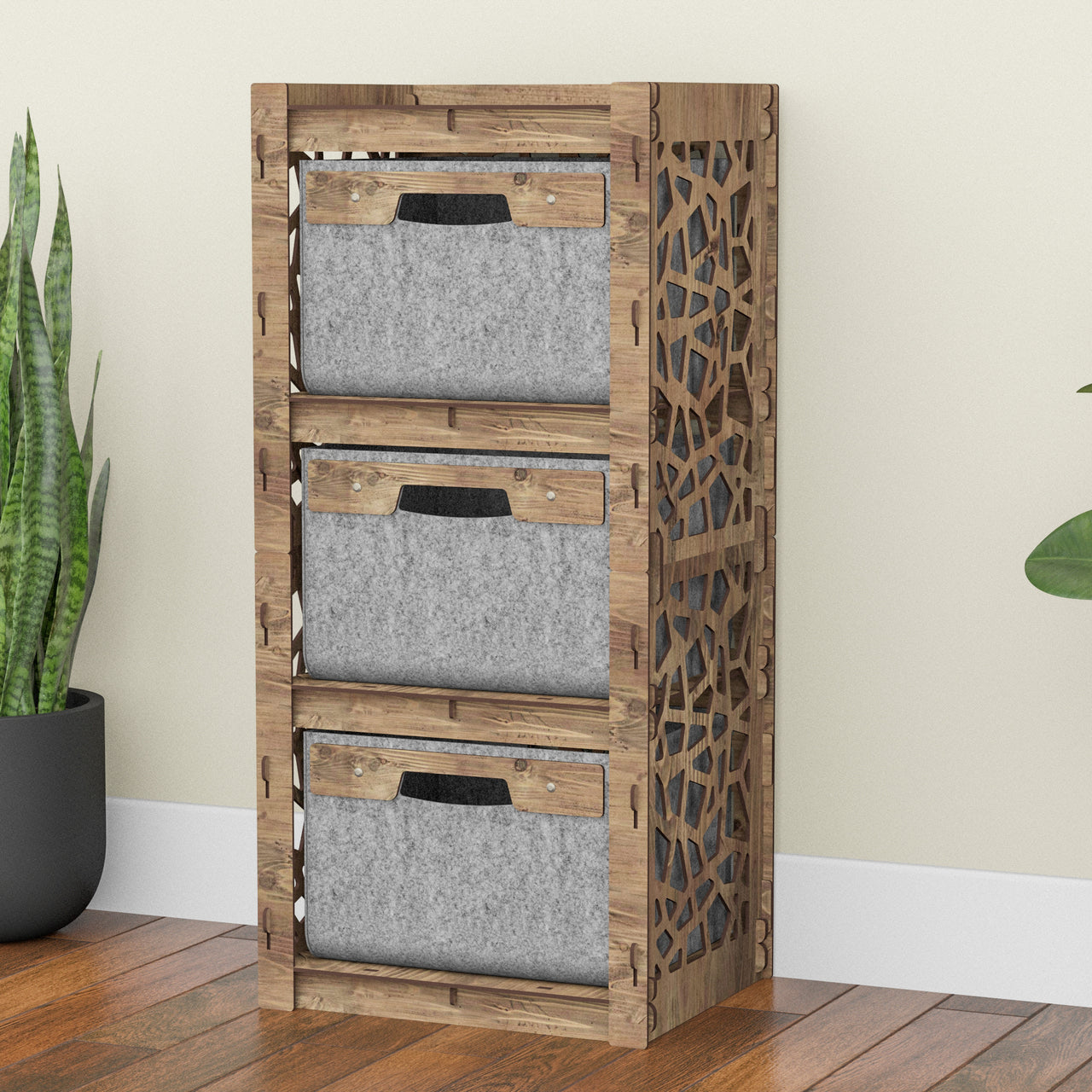 Stones Thin Slim 3 Drawer Unit [3 GRAY BINS]