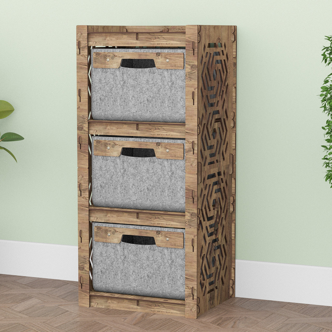 Solar Thin Slim 3 Drawer Unit [3 GRAY BINS]