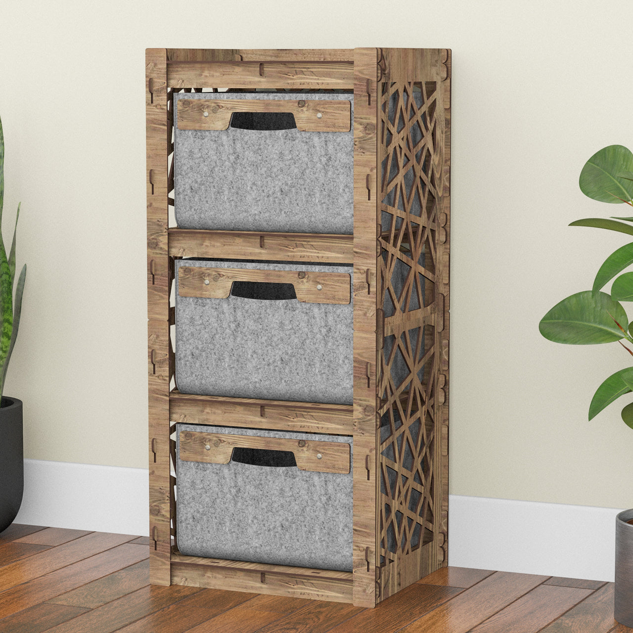 Crystals Thin Slim 3 Drawer Unit [3 GRAY BINS]