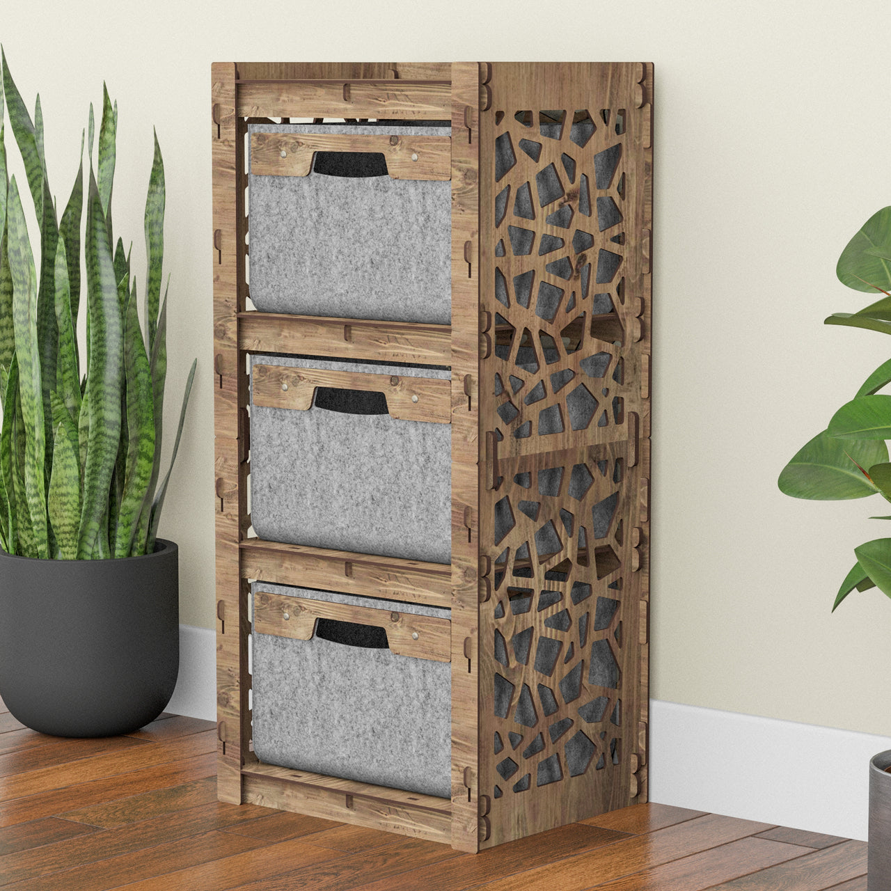 Stones Thin Slim 3 Drawer Unit [3 GRAY BINS]